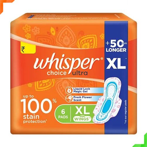 Whisper Choice XL Wings Sanitary Pad  (Pack of 6)