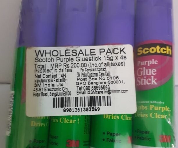 SCOTCH GLUE STICK PURPLE  15g x 4x