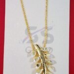 Shell Leaves Long Necklace set gold plated with earrings