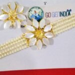 Shell leaves Pearl Choker set with earrings micro gold plated