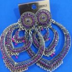 Kan Bala Earrings with Stone Antique Finish - Maroon