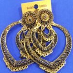 Kan Bala Earrings with Stone Antique Finish - Black