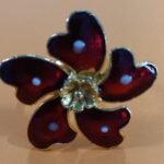 Red Flower Finger Ring gold plated