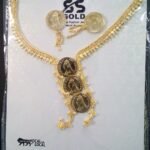 Coin designed Choker Necklace Gold Plated with Earrings