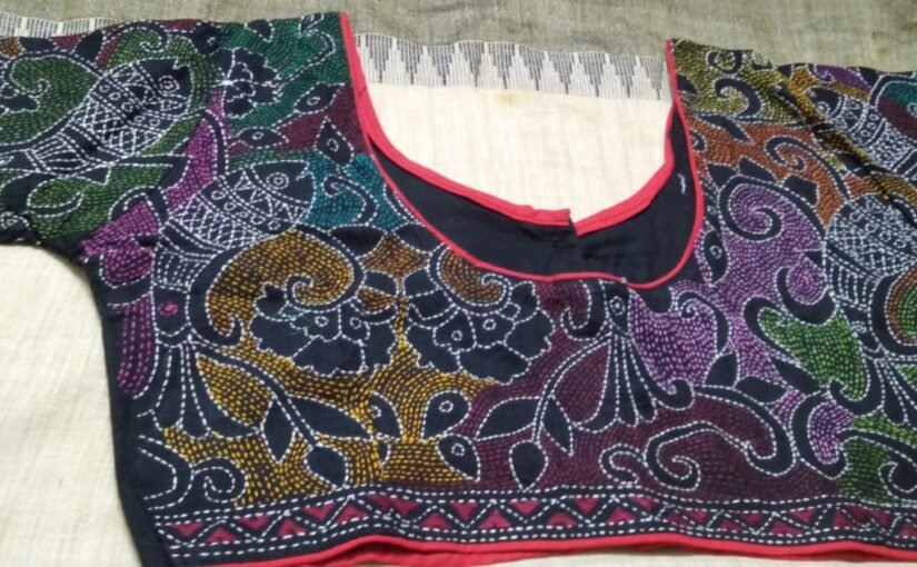 All over Kantha Stitch Blouse (Black)