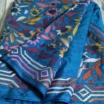 Blended Art Silk with Batik Kantha Saree (Blue)
