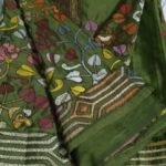 Blended Art Silk with Batik Kantha  Saree (Green)
