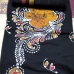 Batik Three Piece Salwar Suite (Navy Blue)