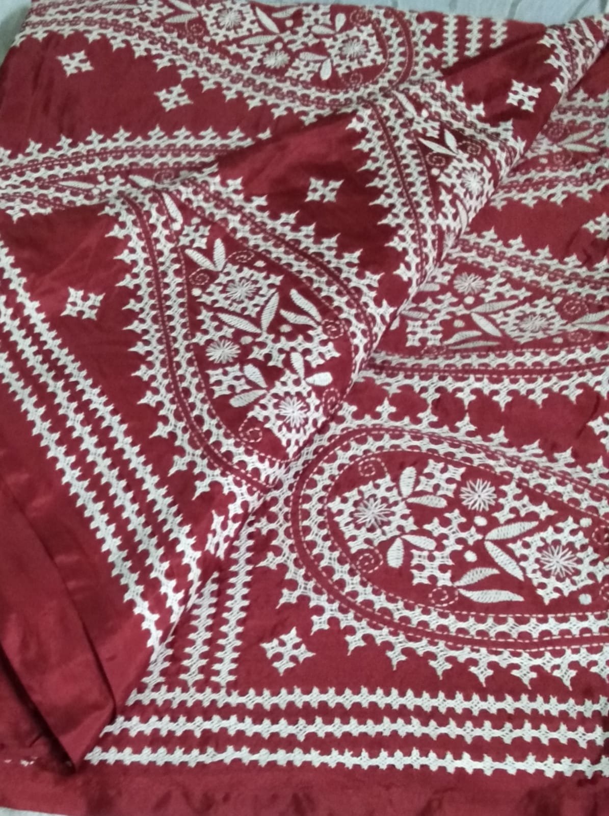 Blended Art Silk Gujrati Saree (Red)