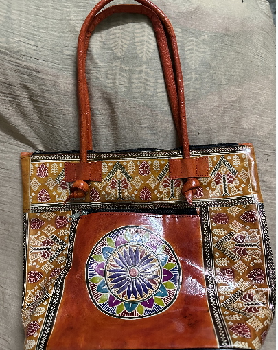 Shantiniketan Leather Shopping Bag for Ladies