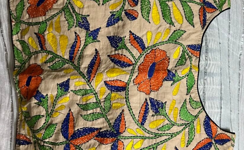 Kantha Stitch Readymade All Over work Blouse