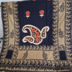 Wollen Shawl all over work Navy Blue