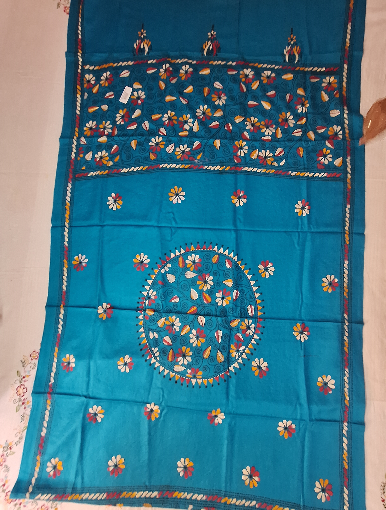 Allover Kantha Stitch Shawl