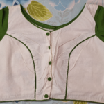 Boat neck hand embroidery Green and White