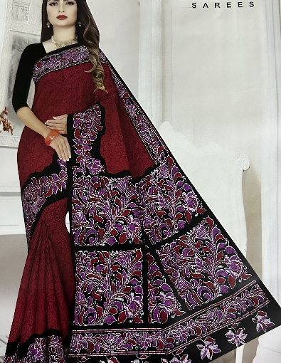 Batik printed cotton Saree