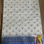 Blue border printed cotton Saree