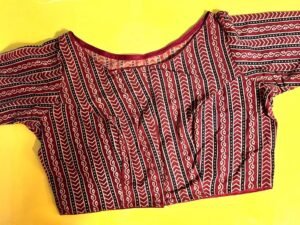 Ajrak print Blouse boat neck