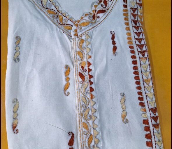 Kantha Stitch Punjabi Special Offer (White)