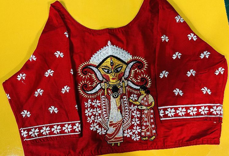 Blouse with Suili Phool Durga Design