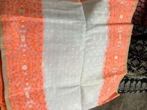 Dhakai Sari Orange and White
