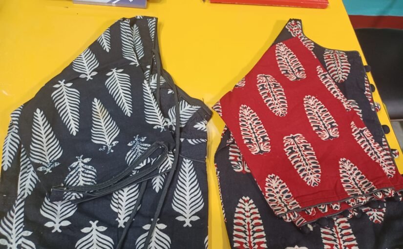 Ajrak Printed Blouse red and Black colour
