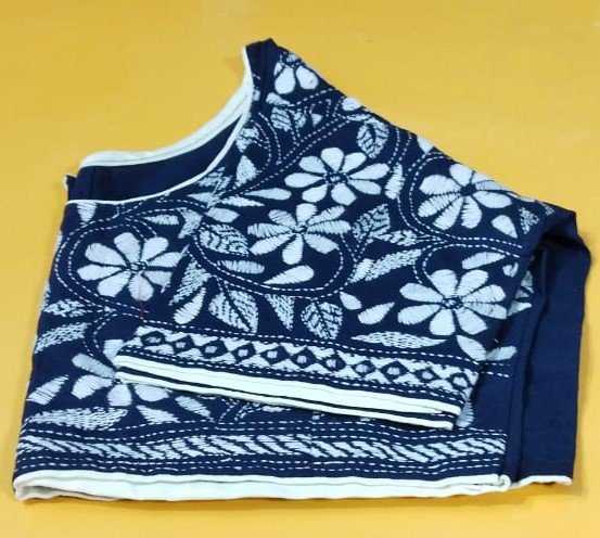 All over Kantha Stitch ready Blouse Navy Blue