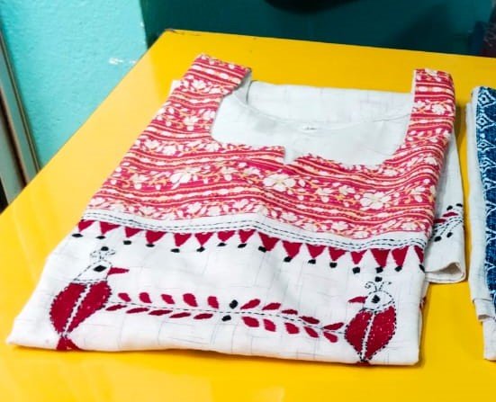 Special Kantha Stitch Kurti (4) red